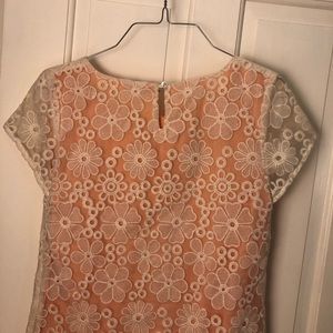 Blush and white flower overlaid dress